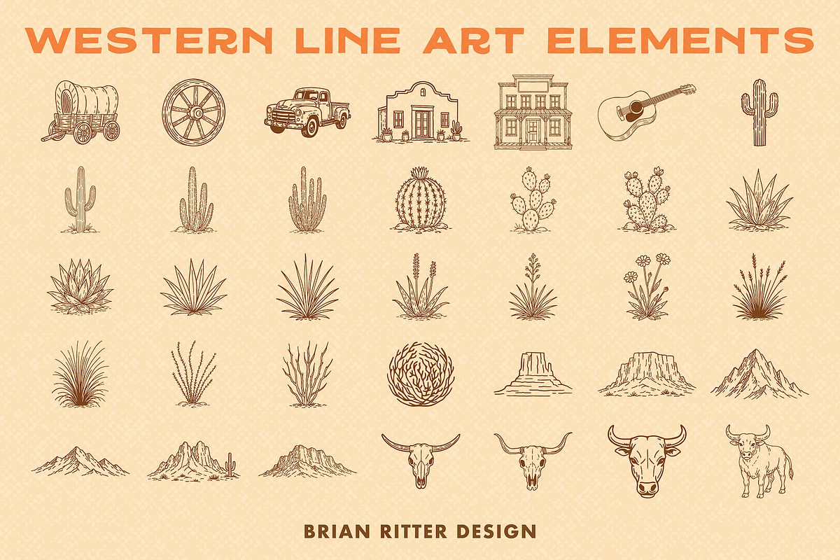 Western Line Art Elements, an Object Graphic by Brian Ritter Design (Photo 7 of 8)