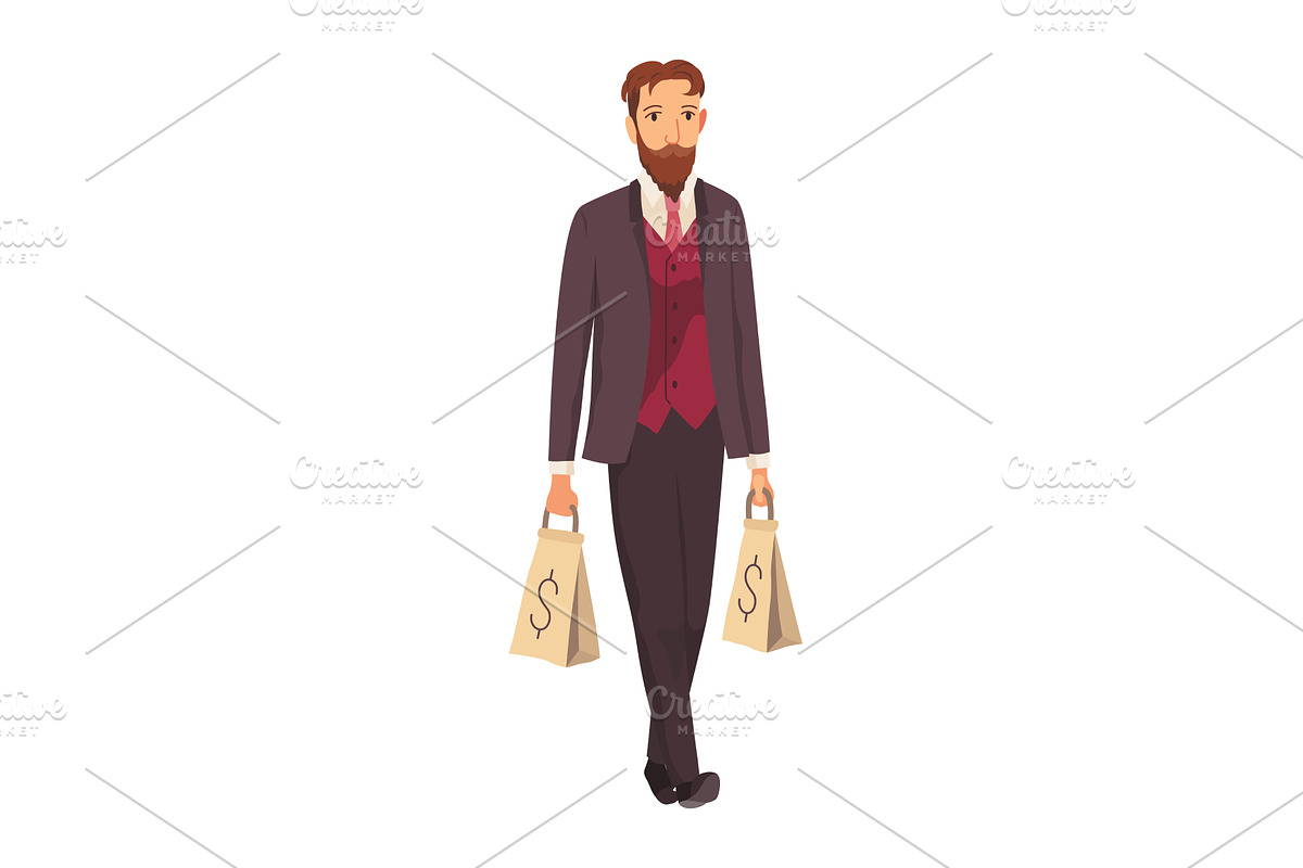Rich man flat cartoon comic, an Object Illustration by Things for designers