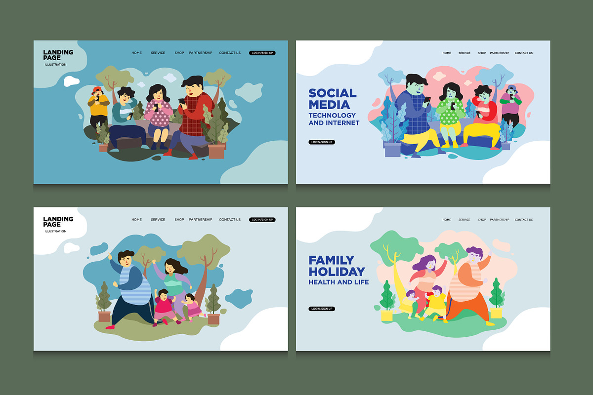 20 Flat Landing Page Illustration, a Work Illustration by singpentinkhappy (Photo 4 of 6)
