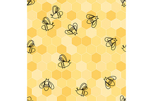 Linear cartoon honey bees on, an Animal Illustration by Toltemara