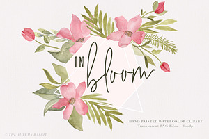 Watercolor Floral Blooms Clipart Set
