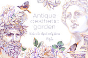 Antique Aesthetic Garden Watercolor, a Decorative Illustration by Shabbypie (Thumbnail 1 of 15)