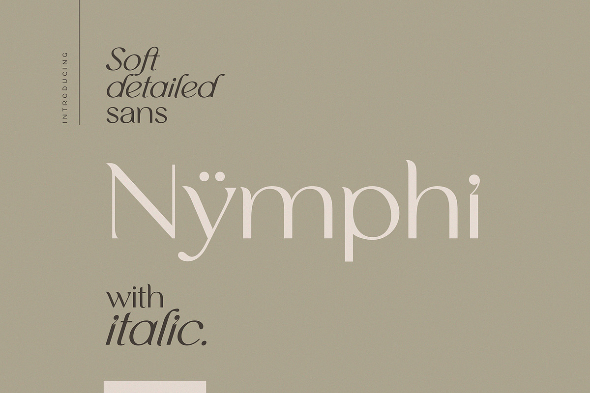 Nymphi | soft detailed sans + italic, a Sans Serif Font by Minna Kaario (Photo 1 of 13)