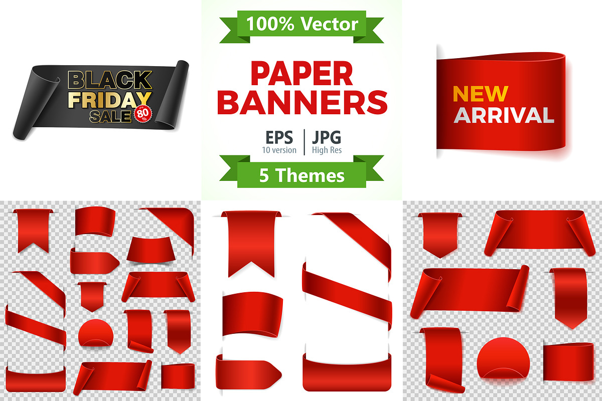Blank and Sale Paper Banners, a Decorative Illustration by TAlex (Photo 1 of 6)
