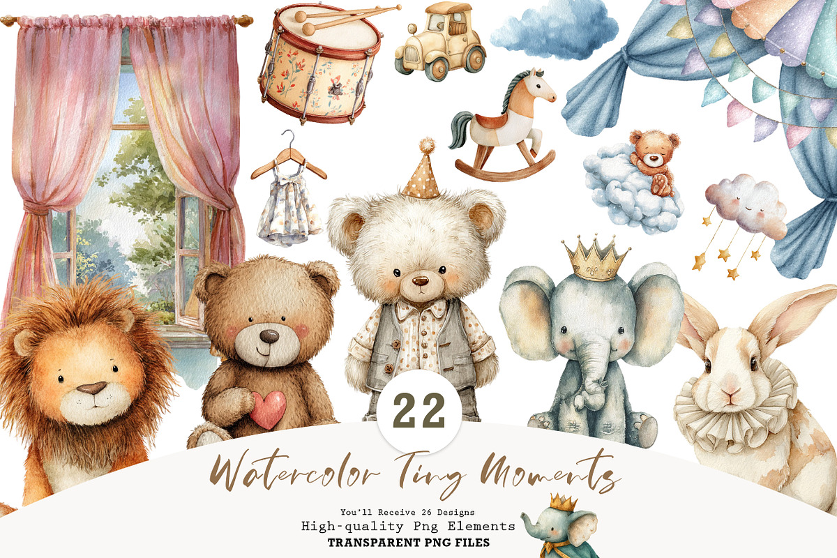 Watercolor Tiny Moments Clipart Set, a Seasonal Illustration by CreationArt (Photo 1 of 7)
