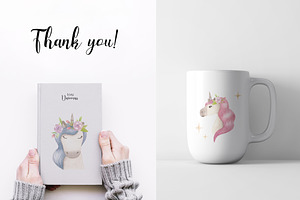 Watercolor Unicorns. Clipart Pattern