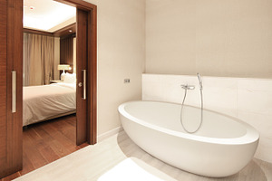 Luxury bathroom containing bathroom, contemporary, and luxury