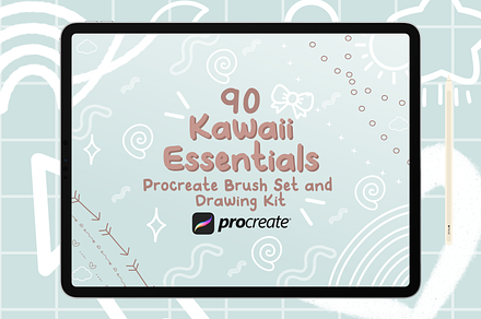 Kawaii Essentials Procreate Brushset, a Brush Add-On by HalieKStudio
