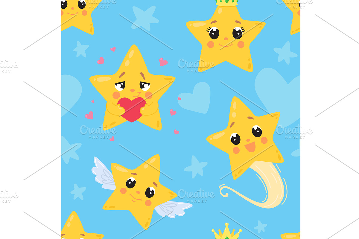 Stars seamless pattern. Star, an Illustration by LadadikArt
