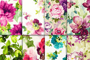 Watercolor floral & Peacock feathers, a Pattern Graphic by DidiArtWorld (Thumbnail 1 of 6)