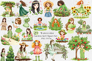 Garden Girl Clipart Set, an Illustration by Creative Art (Thumbnail 1 of 9)