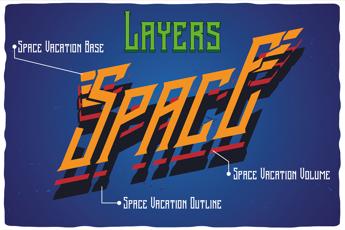 Space Vacation layered font preview 4