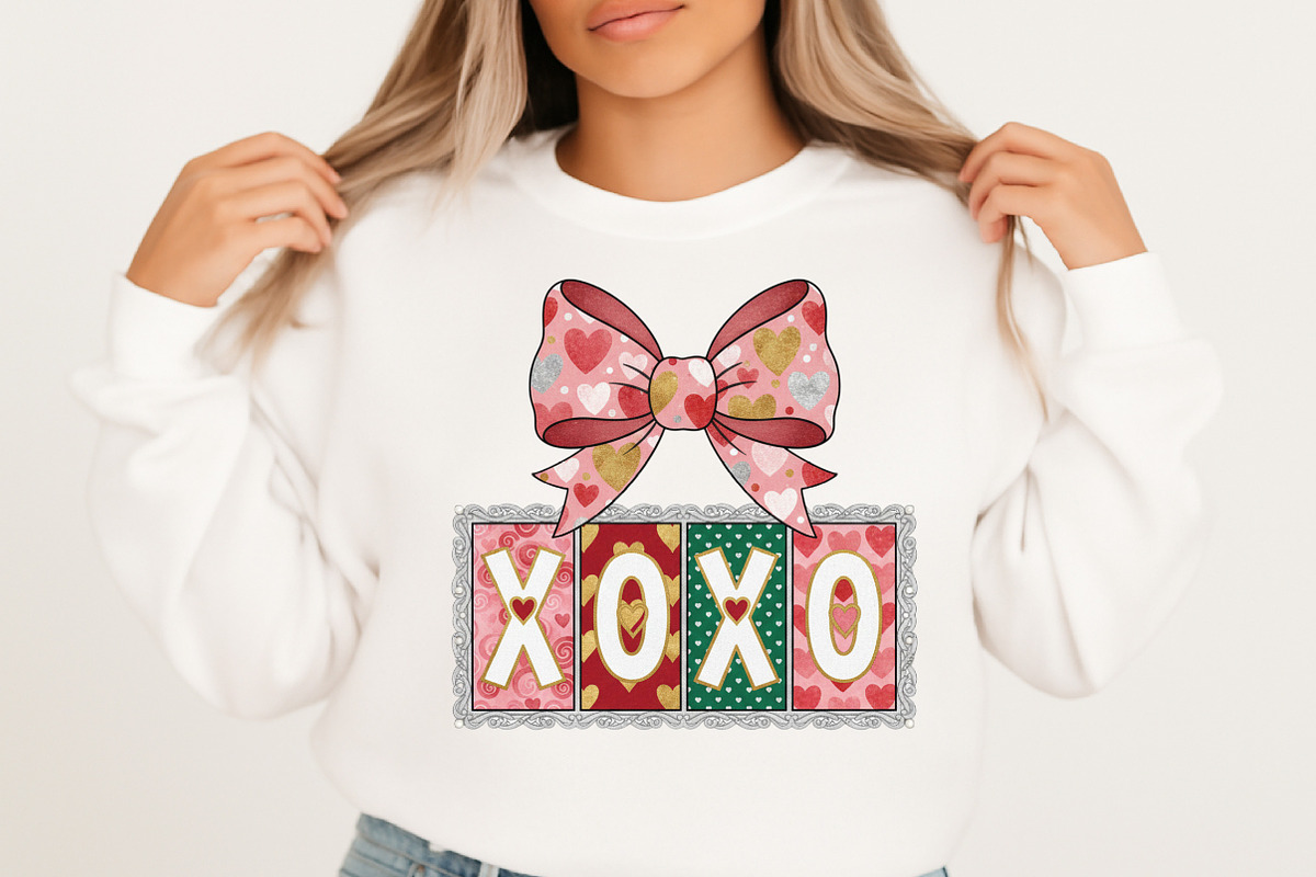 XOXO Valentine PNG, Pink Bow Xoxo, an Illustration by Designking (Photo 3 of 6)
