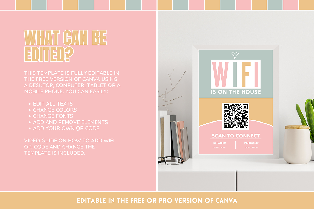 Olive Rose WiFi QR Code Sign, a Stationery Template by SunshineStudioBoutique (Photo 2 of 10)