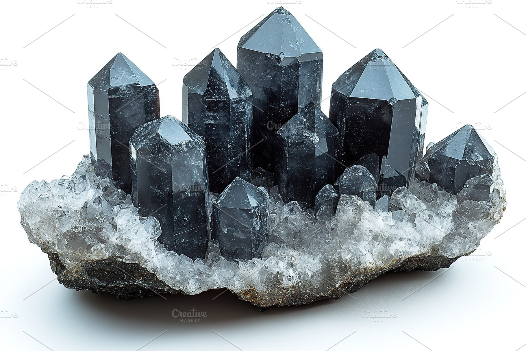 Pure and clean black quartz crystal clusters, a Nature Photo by AlyaAnd