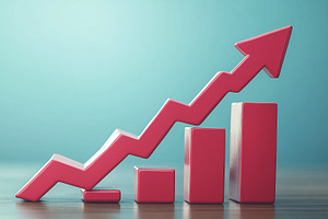 Red ascending bar chart with arrow, a Business Photo by MistyDay