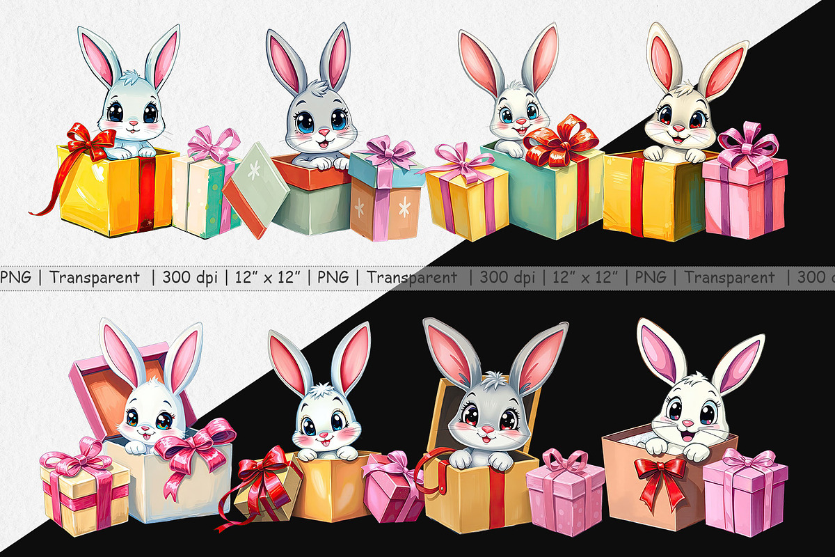 Bunny Clipart Gift, a Graphic by Artnoy (Photo 2 of 5)