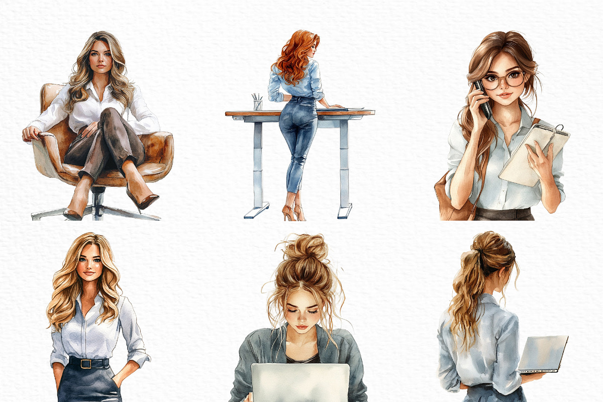 Watercolor Business Girl Clipart, an Illustration by Craft Nest (Photo 4 of 6)