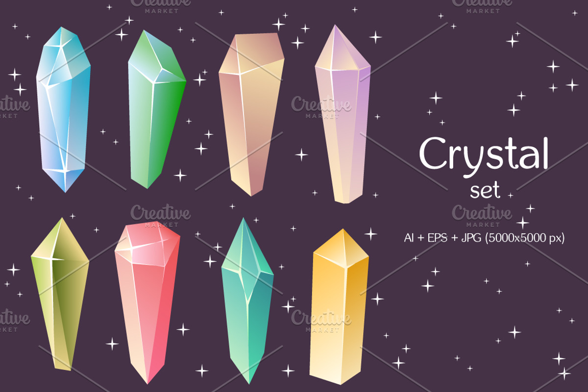 Crystal design elements vector, an Object Graphic by Katya Hatsak
