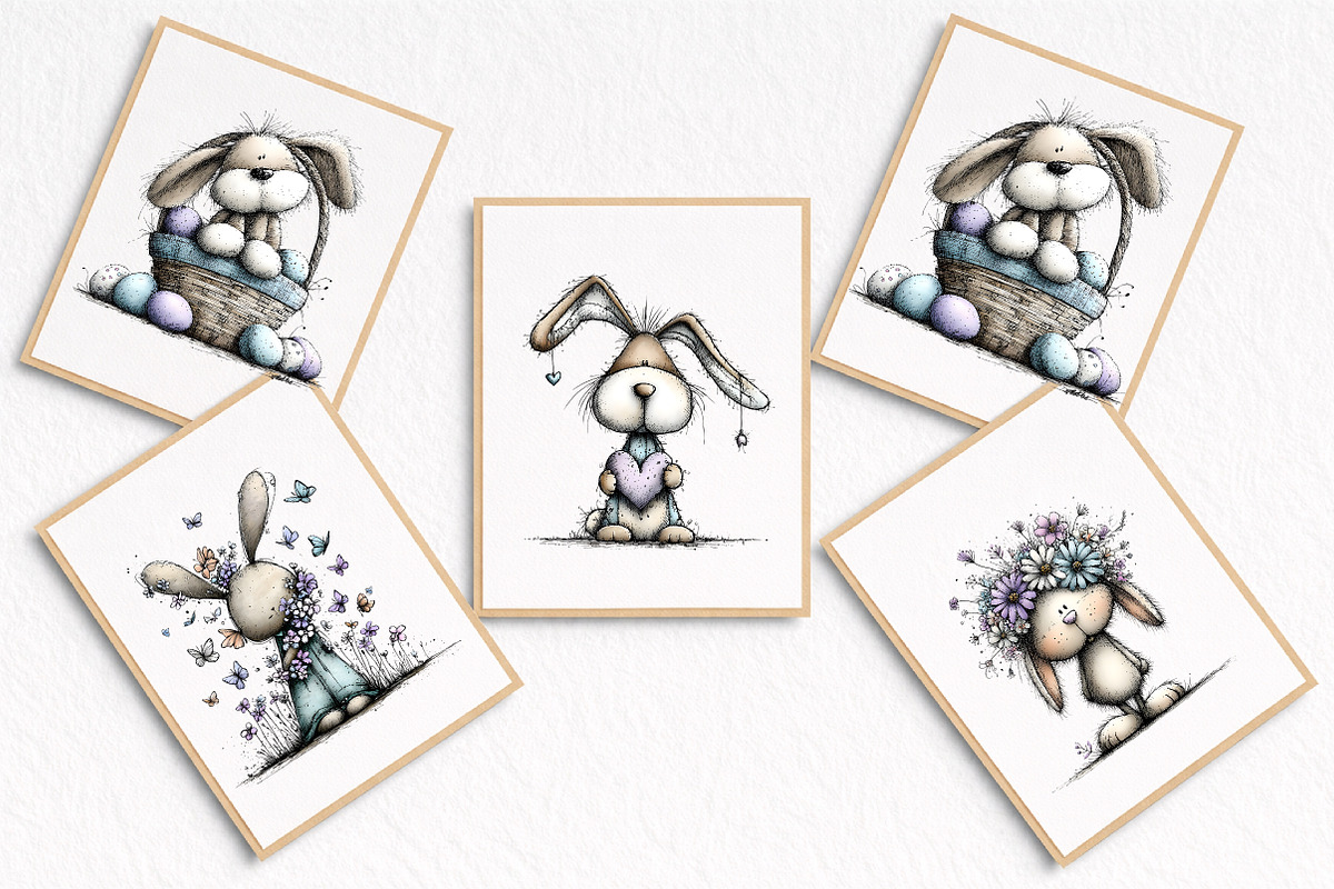 Watercolor Easter Bunny Clipart, an Illustration by Watercolor design (Photo 7 of 7)