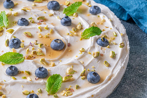 Rustic No Bake Mascarpone Cheesecake Topped With Blueberries Pis, a Food & Drink Photo by Alexander Prokopenko
