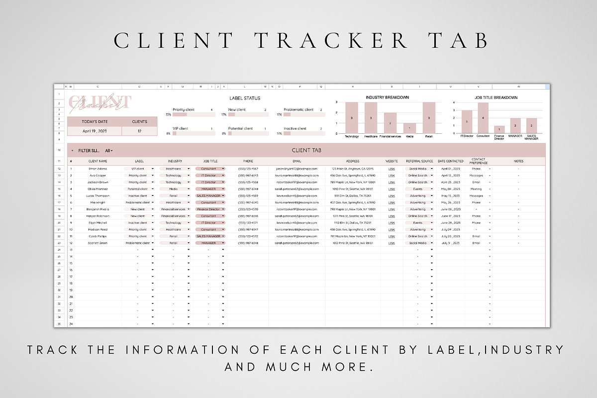 Client Tracker Spreadsheet, a Templates & Theme by BRANDcontent (Photo 2 of 8)