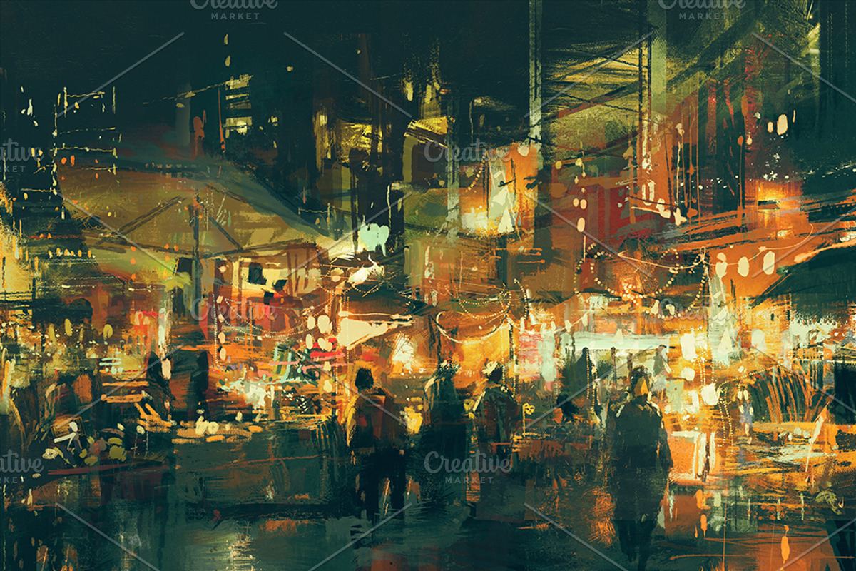 9 cityscape digital paintings bundle, a Person Illustration by Grandfailure (Photo 5 of 10)