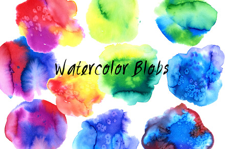 36 colorful watercolor space blobs