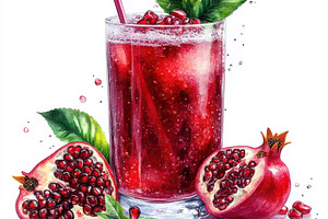 Refreshing Pomegranate Drink with Mi, a Food & Drink Photo by Pixeness Studio