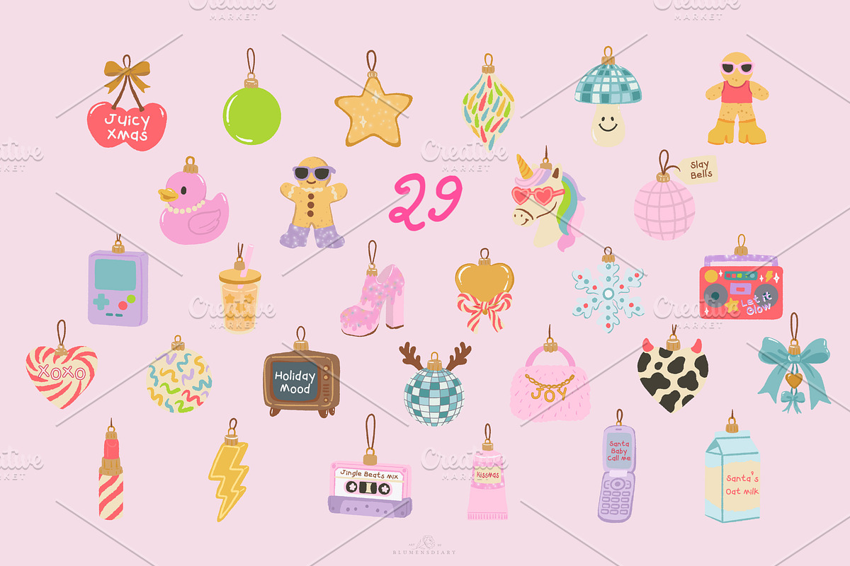 Retro Glam Ornaments Clipart, a Decorative Illustration by Blumensdiary (Photo 2 of 7)