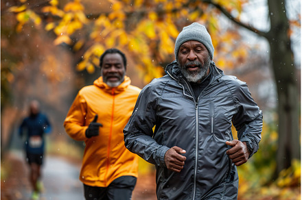 Two mature black men jog together, a Sports & Recreation Photo by Lermont51
