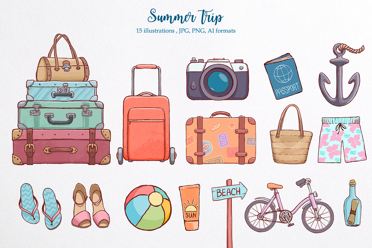 Summer time. Illustration pack., a Texture Illustration by AlexGreenArt (Photo 3 of 8)