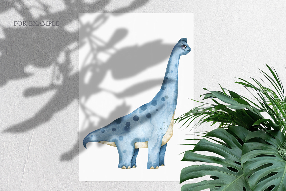 Watercolor cute dinosaurs set, an Animal Illustration by OrangePeafowlArt (Photo 6 of 11)