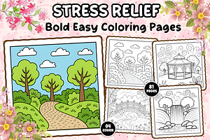 Bold Easy Stress Relief Coloring, a Decorative Illustration by Design Station