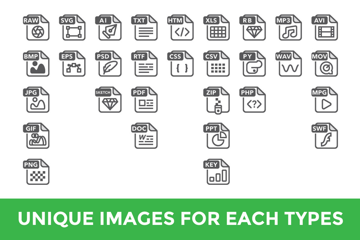 File Type Icons, an Outline Icon by Sarunw (Photo 2 of 4)