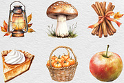 Watercolor Autumn Clipart Bundle, an Illustration by Black Bird Studio (Thumbnail 3 of 6)