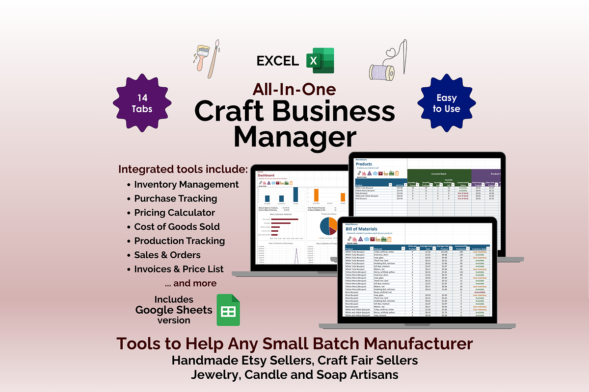 Craft Business Manager - Excel, an App Template by Ardent Workshop (Photo 2 of 9)