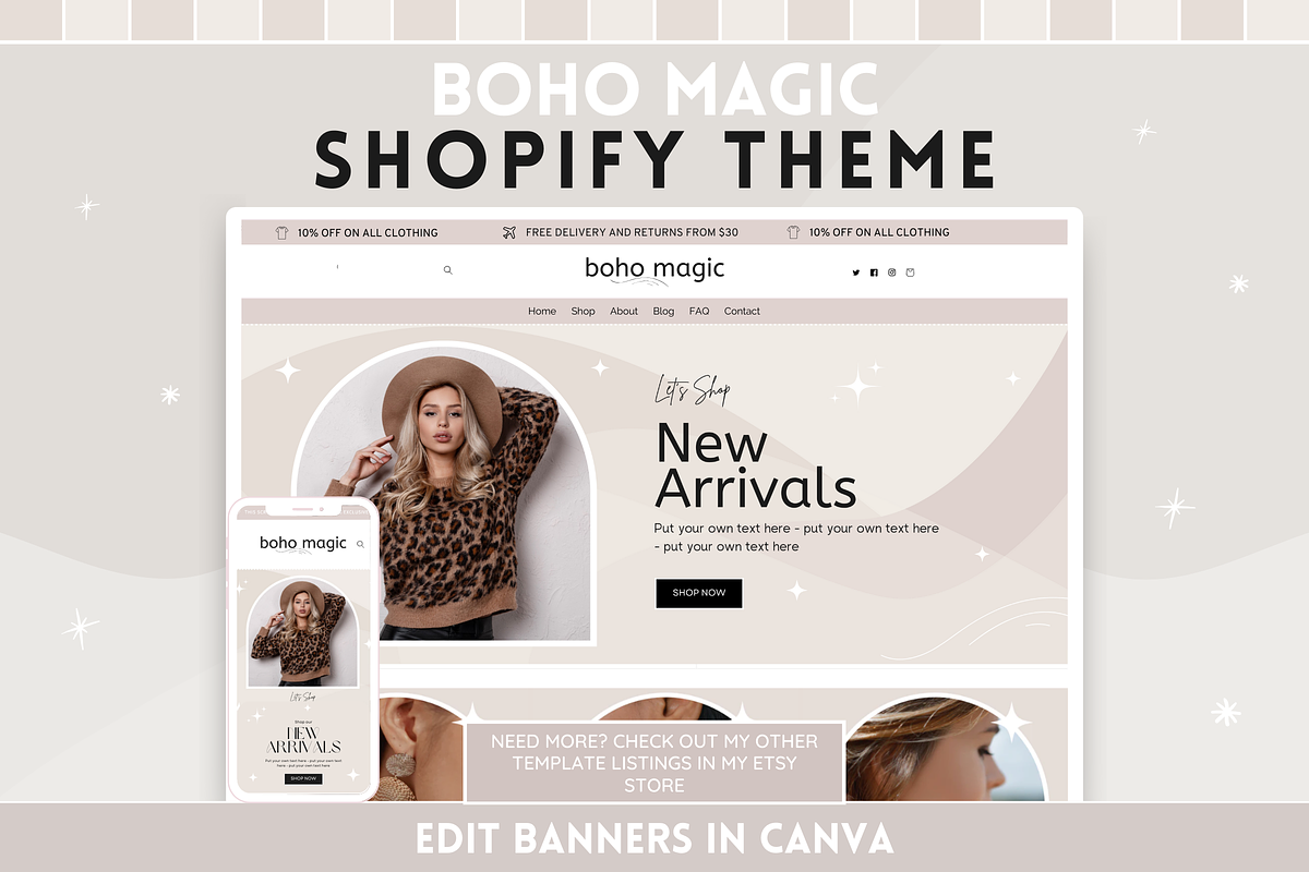Neutral Boho Shop Banner Templates, a Shopify Template by SunshineStudioBoutique (Photo 9 of 9)
