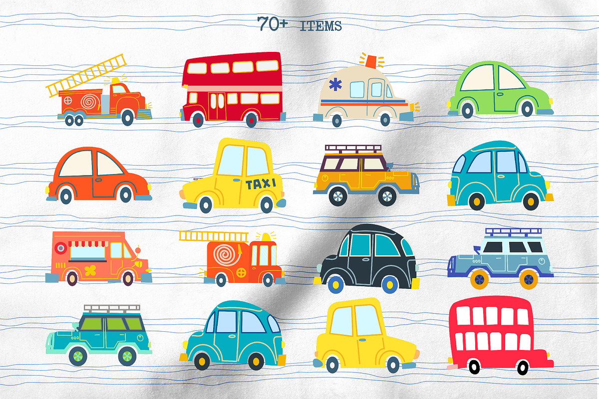 Kids set cute cars., a Pattern Graphic by KundolaArt (Photo 7 of 11)