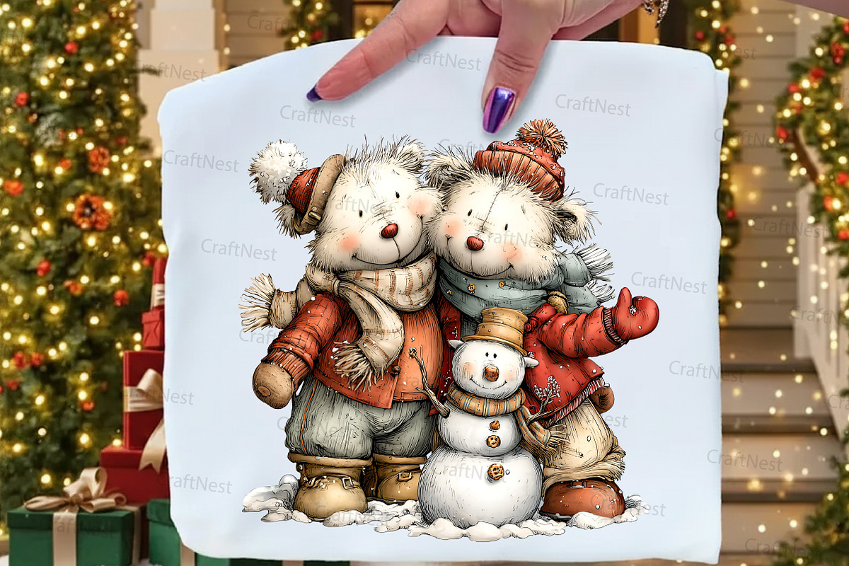 Cute Winter Bear Couple Clipart, an Illustration by Craft Nest (Photo 2 of 9)