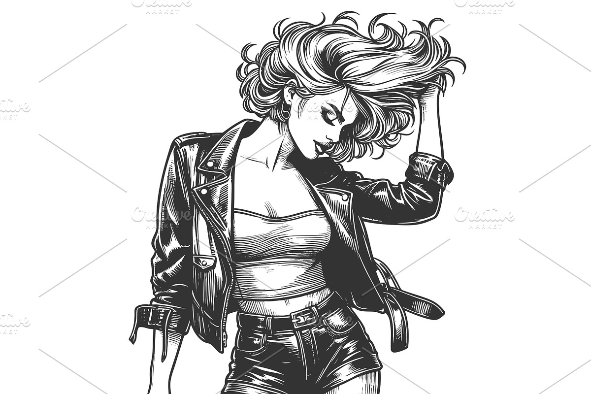 Stylish Woman in Leather Jacket Tube, an Object Illustration by AlexArt