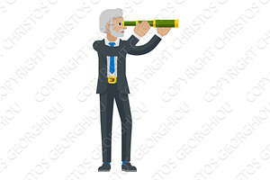 Telescope Spyglass Character, a Person Illustration by Christos Georghiou