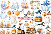 Watercolor Halloween Ghost Clipart, a Transportation Illustration by SinaCreation (Thumbnail 1 of 9)