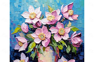 Oil Painting Lenten Roses Still Life