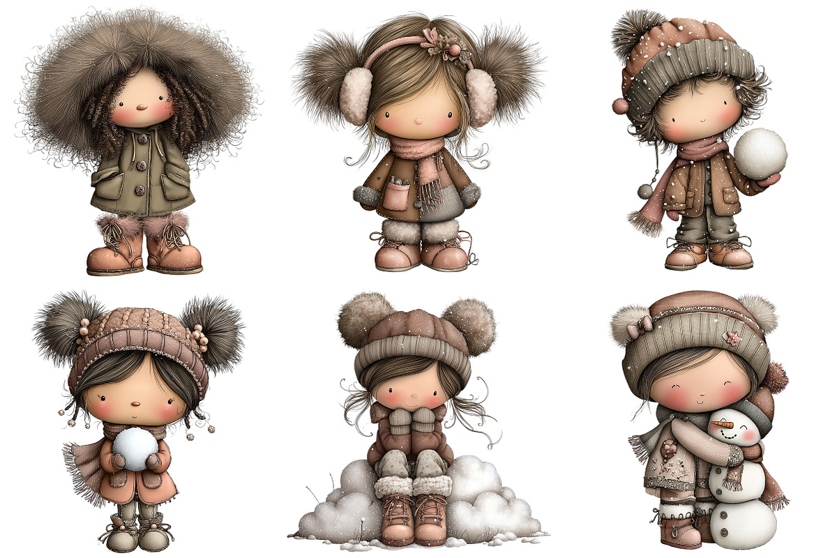 Whimsical Winter Kids Clipart, an Illustration by Craft Nest (Photo 7 of 11)