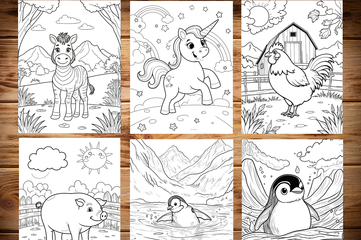 Cute Animal Coloring Pages for Kids, an Animal Illustration by LA Design (Photo 9 of 10)