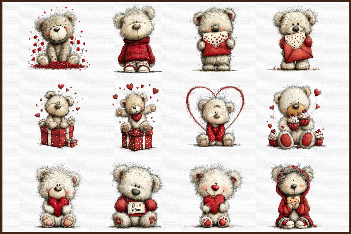 Whimsical Valentine Teddy Bear Clipa, an Illustration by Sublimation Artist (Photo 3 of 6)