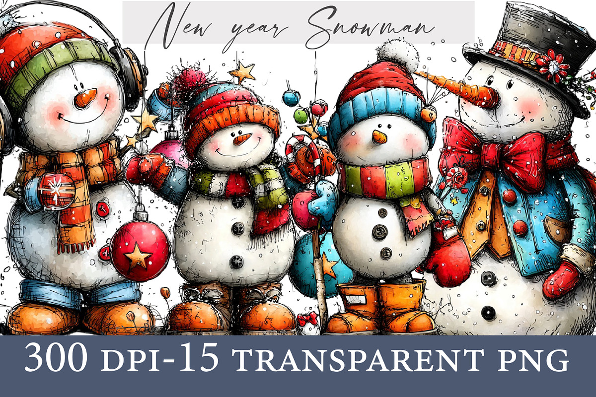 New year Snowman  clipart, an Illustration by Designworld (Photo 1 of 6)
