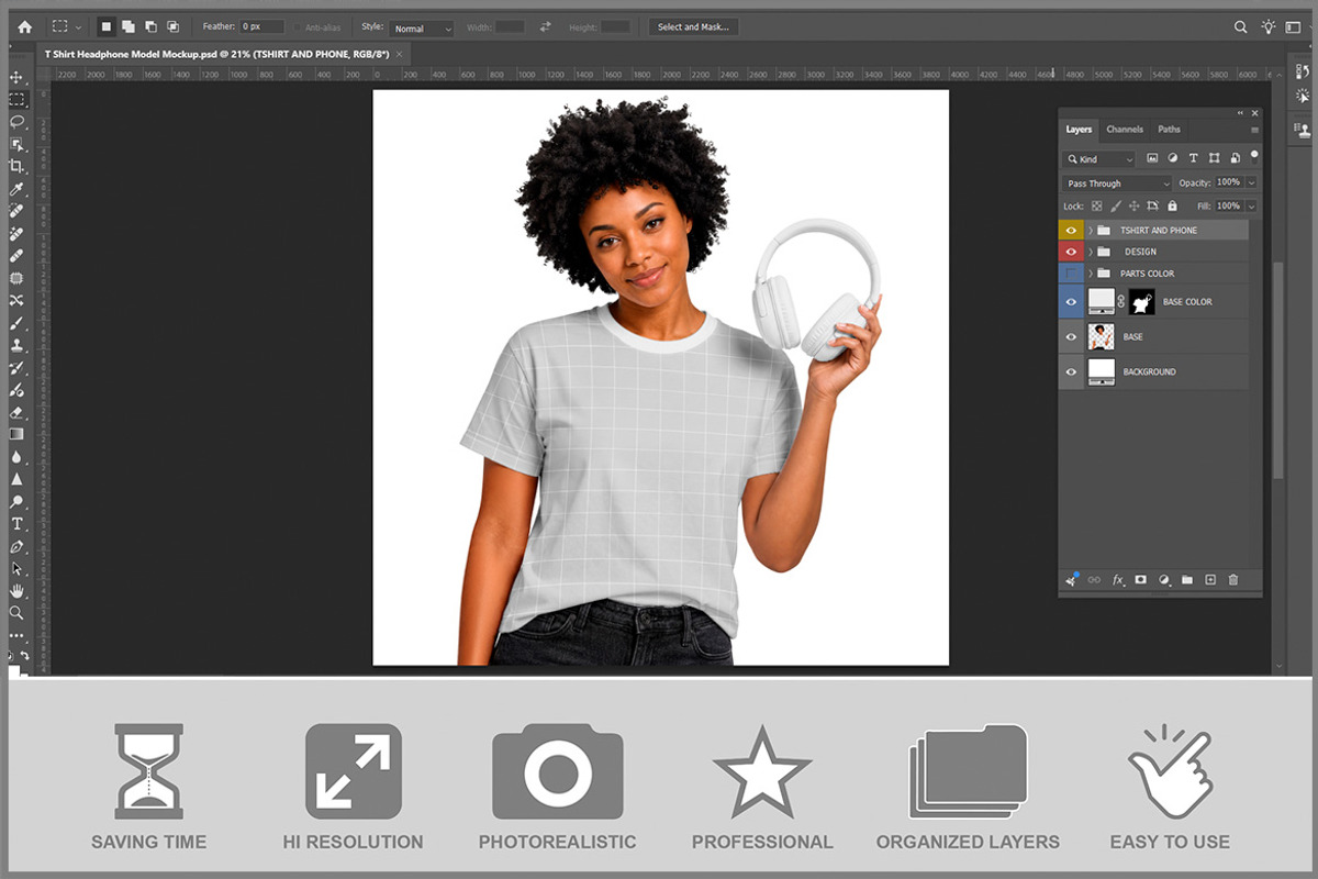 T-shirt Headphone Model PSD, a Shirt Mockup by Bruno's Shop (Photo 2 of 3)