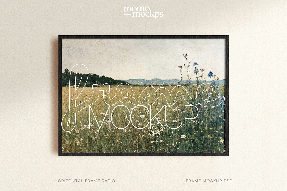 Horizontal Black Wood Frame Mockup, a Household Mockup by momomockps (Photo 1 of 14)